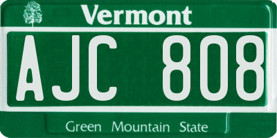 VT license plate AJC808