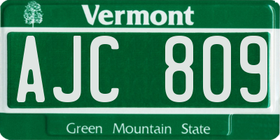 VT license plate AJC809