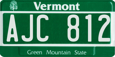 VT license plate AJC812