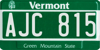VT license plate AJC815