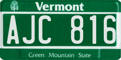 VT license plate AJC816