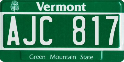 VT license plate AJC817