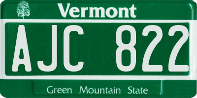 VT license plate AJC822