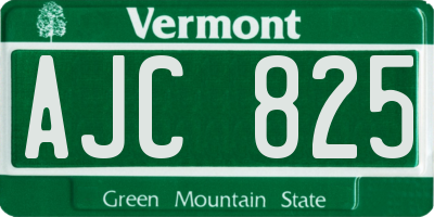 VT license plate AJC825