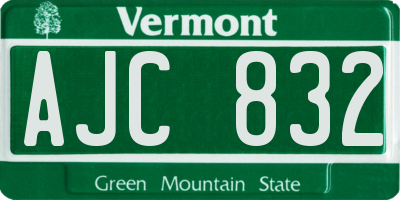VT license plate AJC832