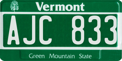 VT license plate AJC833