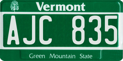 VT license plate AJC835