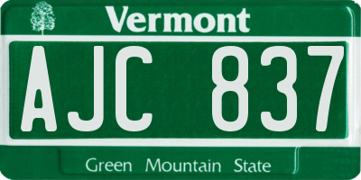VT license plate AJC837