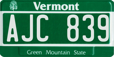 VT license plate AJC839