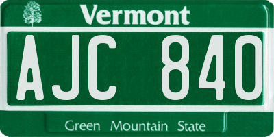 VT license plate AJC840