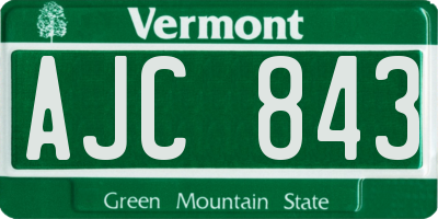 VT license plate AJC843