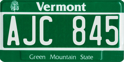 VT license plate AJC845