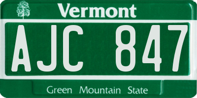 VT license plate AJC847