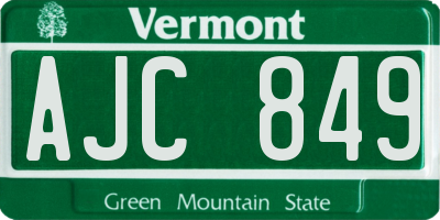 VT license plate AJC849