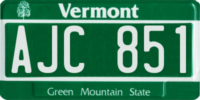 VT license plate AJC851