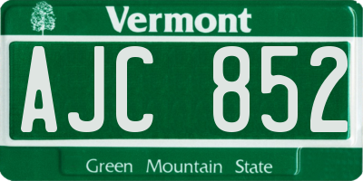 VT license plate AJC852