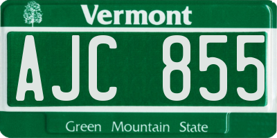 VT license plate AJC855