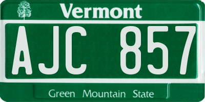 VT license plate AJC857