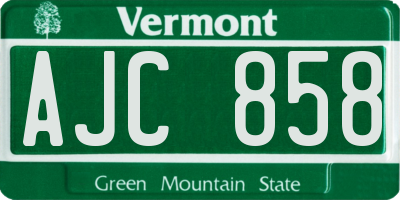 VT license plate AJC858