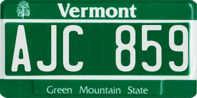 VT license plate AJC859