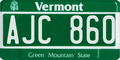 VT license plate AJC860