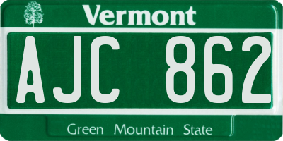 VT license plate AJC862