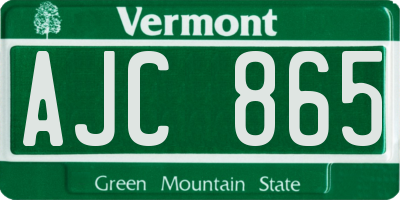 VT license plate AJC865