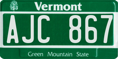 VT license plate AJC867