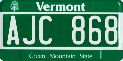 VT license plate AJC868