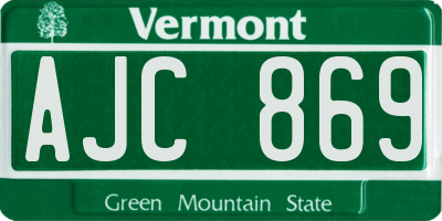 VT license plate AJC869