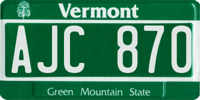 VT license plate AJC870