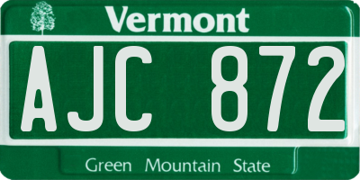 VT license plate AJC872