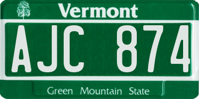VT license plate AJC874