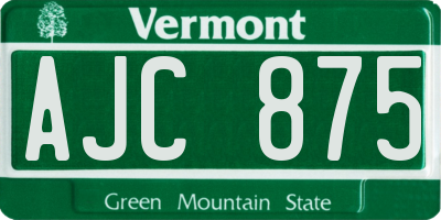 VT license plate AJC875