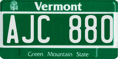 VT license plate AJC880