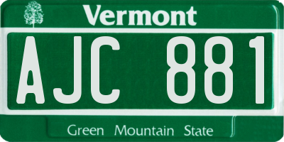 VT license plate AJC881