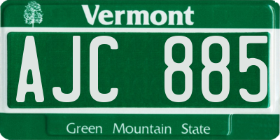 VT license plate AJC885