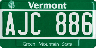 VT license plate AJC886