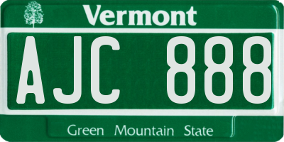 VT license plate AJC888