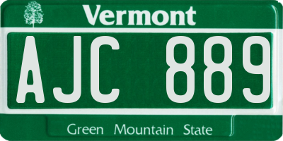 VT license plate AJC889