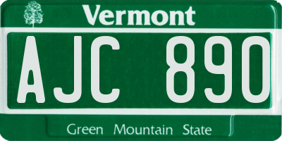 VT license plate AJC890