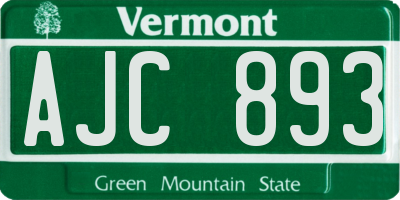 VT license plate AJC893