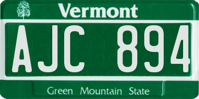 VT license plate AJC894