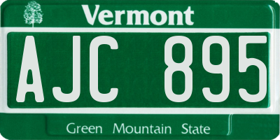 VT license plate AJC895