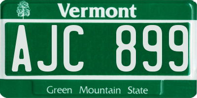 VT license plate AJC899