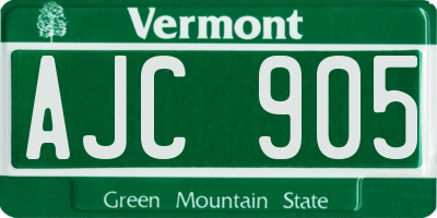 VT license plate AJC905