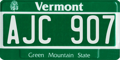 VT license plate AJC907