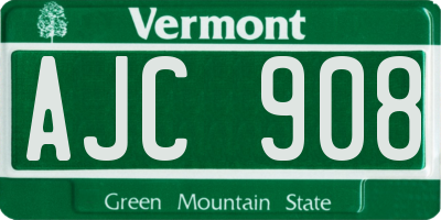 VT license plate AJC908