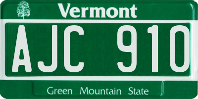 VT license plate AJC910