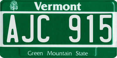 VT license plate AJC915
